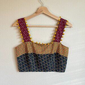 FRENCH CONNECTION Adita Drape Mix Print Crop Top Size 4